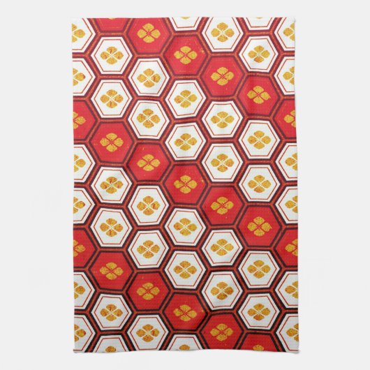 クールな東洋の日本の五角形の鮮やかなpatttern キッチンタオル (縦)