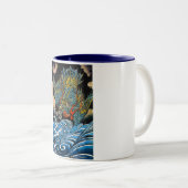 クールな東洋の日本の古代伝説のドラゴン ツートーンマグカップ (正面右)