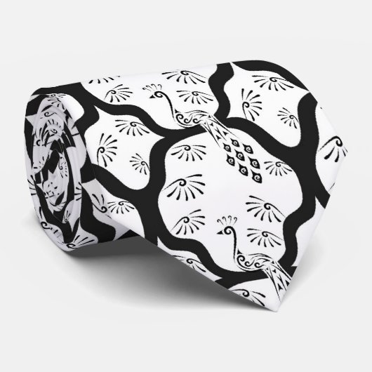 クールな東洋の日本の孔雀の抽象芸術パターン ネクタイ (ロール)