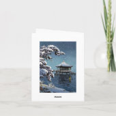 クールな東洋の日本の川の側面の冬場面芸術 シーズンカード (裏面)
