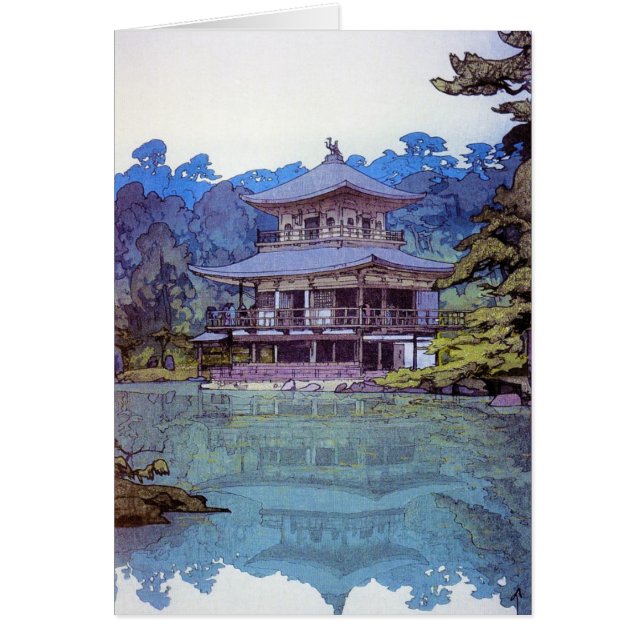 クールな東洋の日本の水彩画の寺院の絵画 (正面)