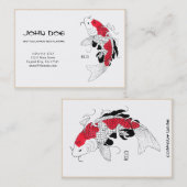 クールな東洋の日本の白いインク幸運なコイの魚 名刺 (正面/裏面)