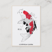 クールな東洋の日本の白いインク幸運なコイの魚 名刺 (裏面)