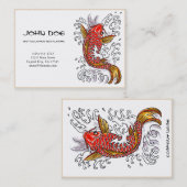 クールな東洋の日本の赤いインク幸運なコイの魚 名刺 (正面/裏面)