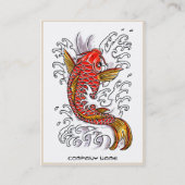 クールな東洋の日本の赤いインク幸運なコイの魚 名刺 (裏面)