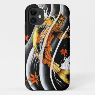 クールな東洋の日本の金ゴールドの幸運なコイの魚の入れ墨 iPhone 11 ケース
