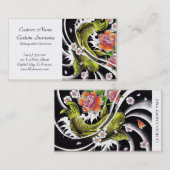 クールな東洋の日本の黒いインク幸運なコイの魚 名刺 (正面/裏面)