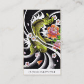 クールな東洋の日本の黒いインク幸運なコイの魚 名刺 (裏面)