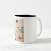 クールな東洋の日本のclasic芸者の女性芸術 ツートーンマグカップ (正面右)