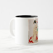 クールな東洋の日本のclasic芸者の女性芸術 ツートーンマグカップ (正面左)