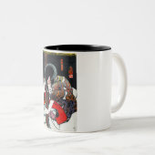 クールな東洋の日本のkabukiの戦士の芸術 ツートーンマグカップ (正面右)