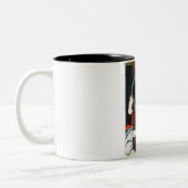 クールな東洋の日本のkabukiの戦士の芸術 ツートーンマグカップ (左)