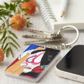 クールな東洋の日本のkabuki俳優のポートレート キーホルダー (正面右)