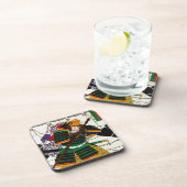 クールな東洋の日本のWarrior武士大将の芸術 コースター (右側)