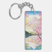 クールな東洋の日本人の富士の春の桜の芸術 キーホルダー (正面左)