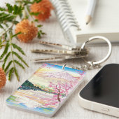 クールな東洋の日本人の富士の春の桜の芸術 キーホルダー (正面右)