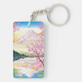 クールな東洋の日本人の富士の春の桜の芸術 キーホルダー (裏面)