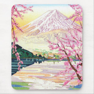 クールな東洋の日本人の富士の春の桜の芸術 マウスパッド