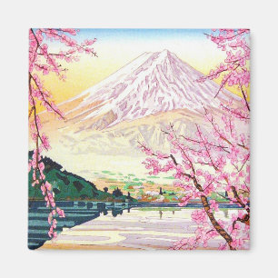 クールな東洋の日本人の富士の春の桜の芸術 マグネット