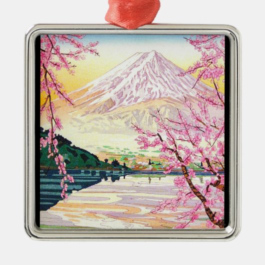 クールな東洋の日本人の富士の春の桜の芸術 メタルオーナメント (正面)