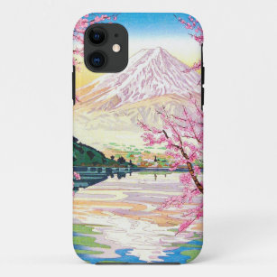 クールな東洋の日本人の富士の春の桜の芸術 iPhone 11 ケース
