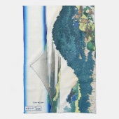 クールな東洋の日本人のHokusai富士の眺めの景色 キッチンタオル (縦)