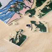 クールな東洋の日本人のHokusai富士の眺めの景色 ジグソーパズル (側面)