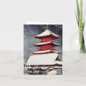 クールな東洋の日本人のKawaseの冬の景色の芸術 カード (裏面)