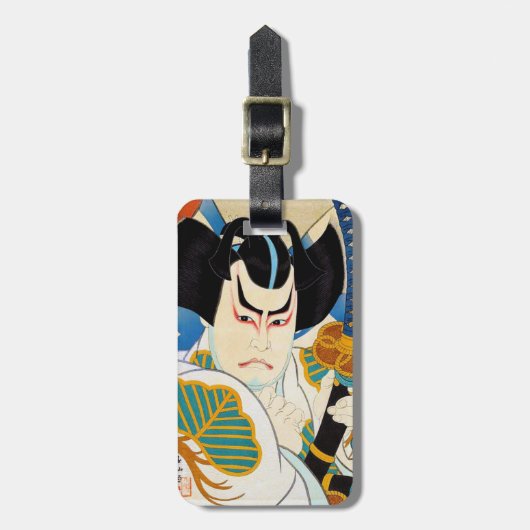 クールな東洋の日本人のShunsen Kabuki俳優の芸術 ラゲッジタグ (正面縦)