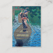 クールな東洋の日本湖の漁師の女性ボート 名刺 (裏面)