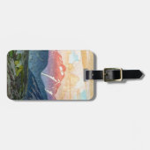 クールな東洋の朝の水彩画山の景色 ラゲッジタグ (正面横)