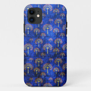 クールな東洋の青い日本人の抽象芸術の木のインディゴ iPhone 11 ケース