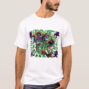 クールな東洋の黒いドラゴンTattpp Tシャツ