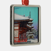 クールな東洋のHasui Kawaseの日本の冬の村 メタルオーナメント (右)