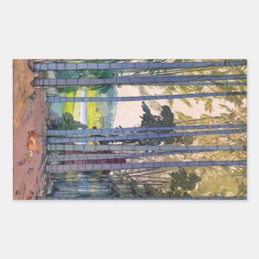 クールな東洋のjapanseの吉田のタケ森林芸術 長方形シール (正面)