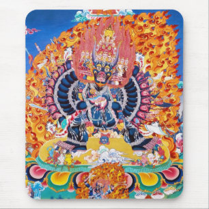 クールな東洋のtangkaのYamantakaの死の神の入れ墨 マウスパッド
