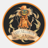 クールな案山子 ハッピーハロウィン ステッカー (正面)