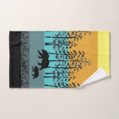 クールな森林景色のママくまのグラフィック バスタオルセット (ハンドタオル)