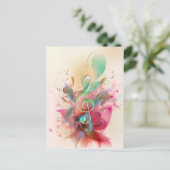 クールな水彩画のト音記号音楽は渦巻に注意します ポストカード (スタンド正面)