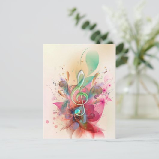 クールな水彩画のト音記号音楽は渦巻に注意します ポストカード (スタンド正面)