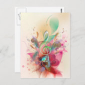 クールな水彩画のト音記号音楽は渦巻に注意します ポストカード (正面/裏面)