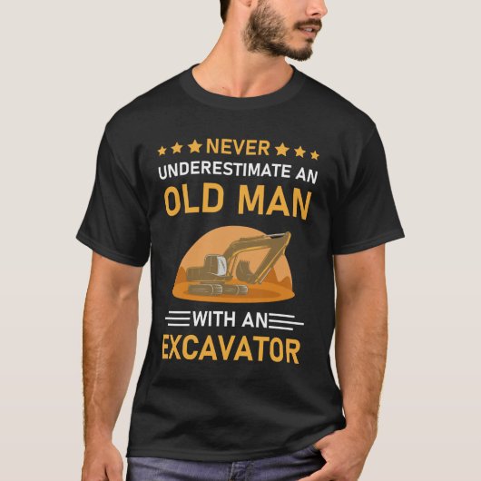 クールな油圧ショベル建設作業員 Tシャツ (正面)