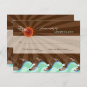 クールな波と茶色の太陽 RSVP / 返信カード (正面/裏面)