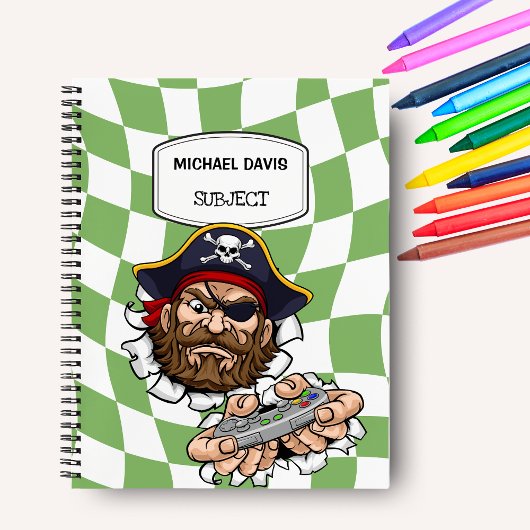 クールな海賊ゲーマーがビデオゲームのコントローラを持っている ノートブック