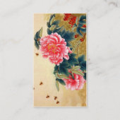 クールな漢籍の水彩画のピンクの花の蜂 名刺 (裏面)