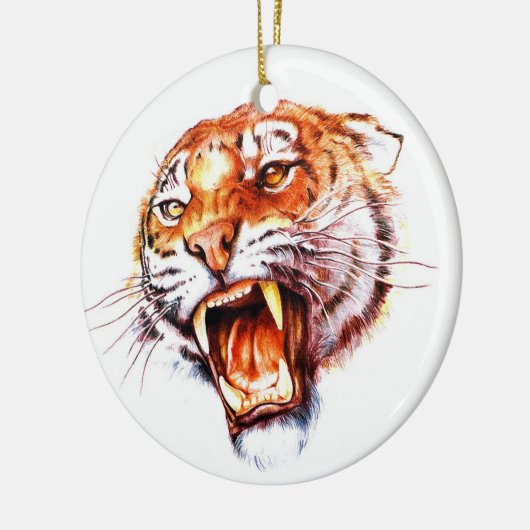 クールな漫画の入れ墨の記号のとどろくトラの頭部 セラミックオーナメント (左)