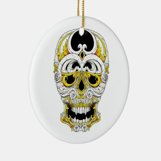 クールな漫画の入れ墨の記号のゴシック様式オーナメントのスカル セラミックオーナメント (右)
