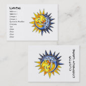 クールな漫画の入れ墨の記号の幸せな太陽の満月様顔貌 名刺 (正面/裏面)