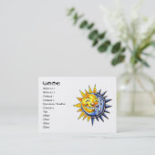 クールな漫画の入れ墨の記号の幸せな太陽の満月様顔貌 名刺 (スタンド正面)