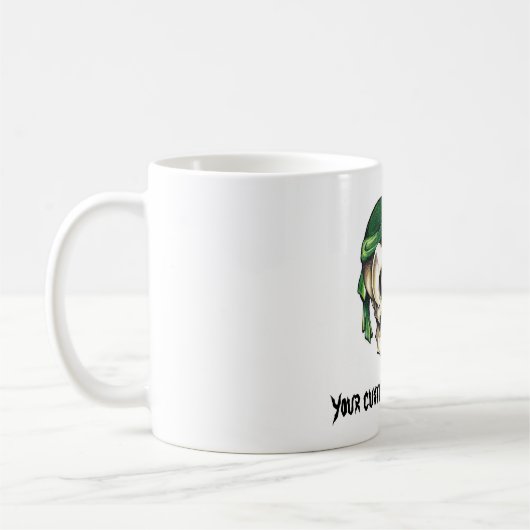 クールな漫画の入れ墨の記号の海賊スカルのバンダナ コーヒーマグカップ (左)